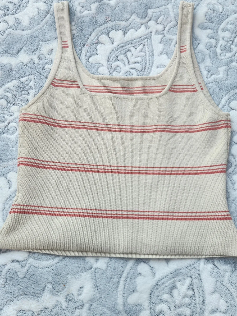 Aritzia Babaton Beige Tank Top with Pink Stripe Detail XL